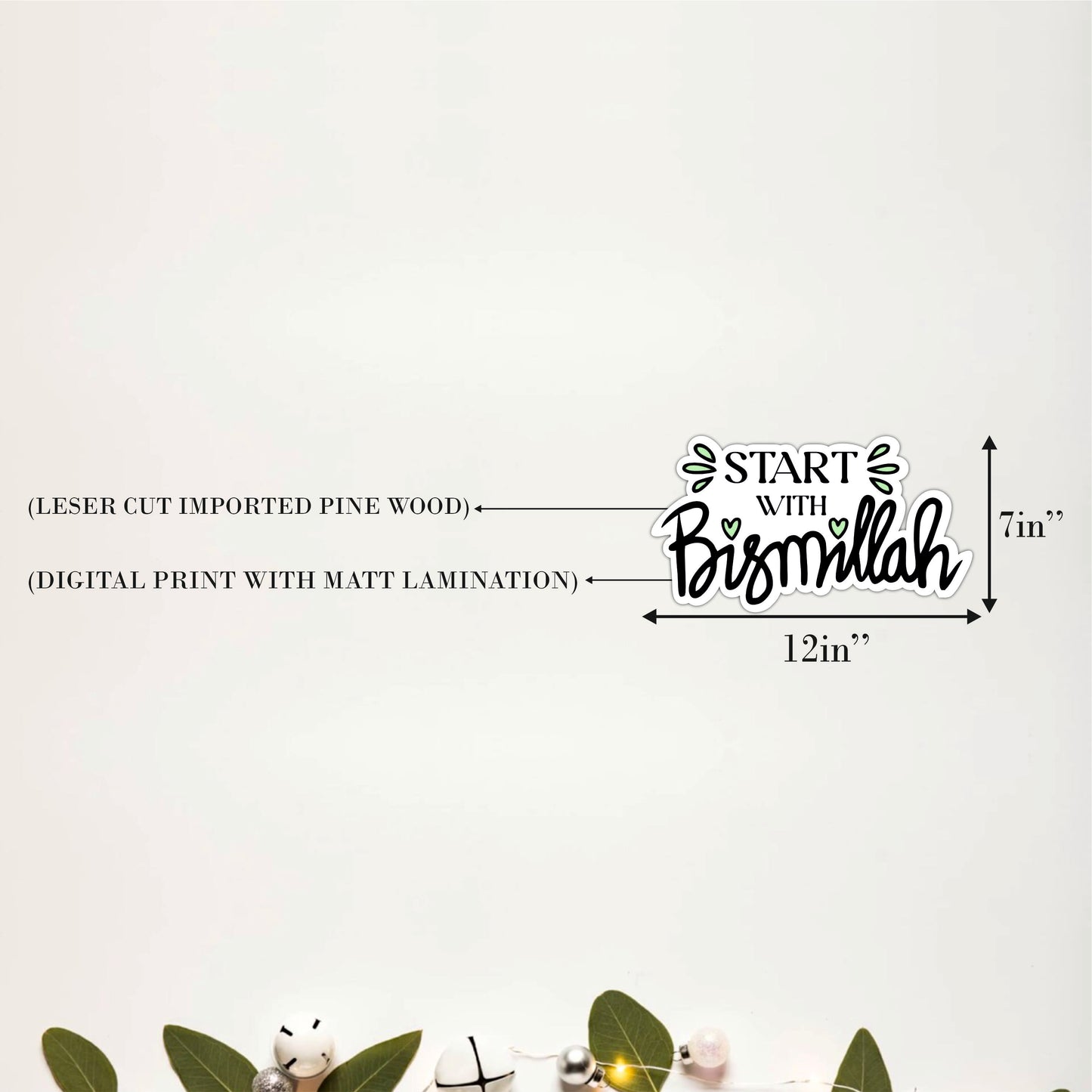 Start with Bismillah Islamic Wooden Wall Art