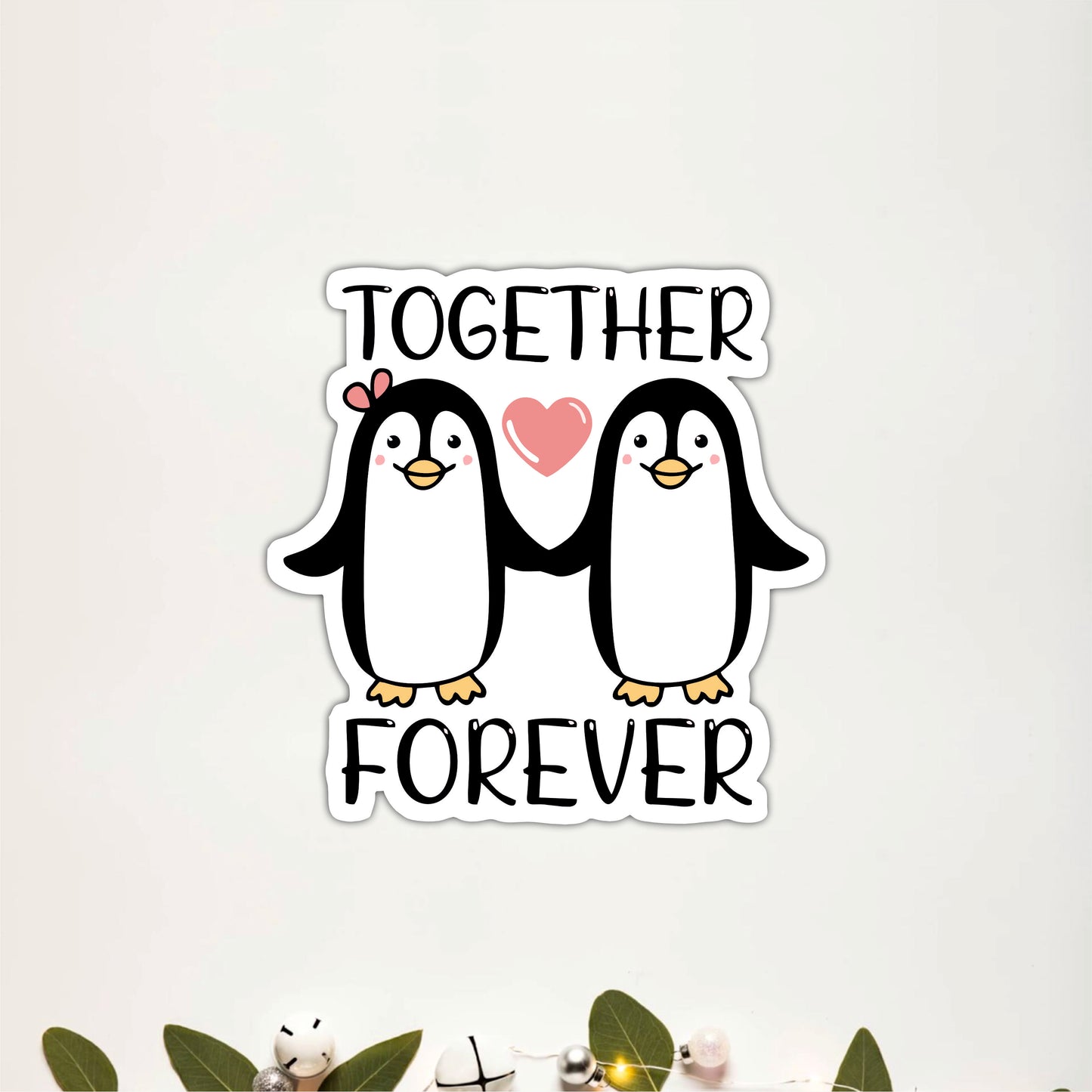 Together Forever Penguin Couple Wooden Wall Art