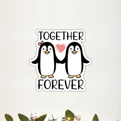 Together Forever Penguin Couple Wooden Wall Art