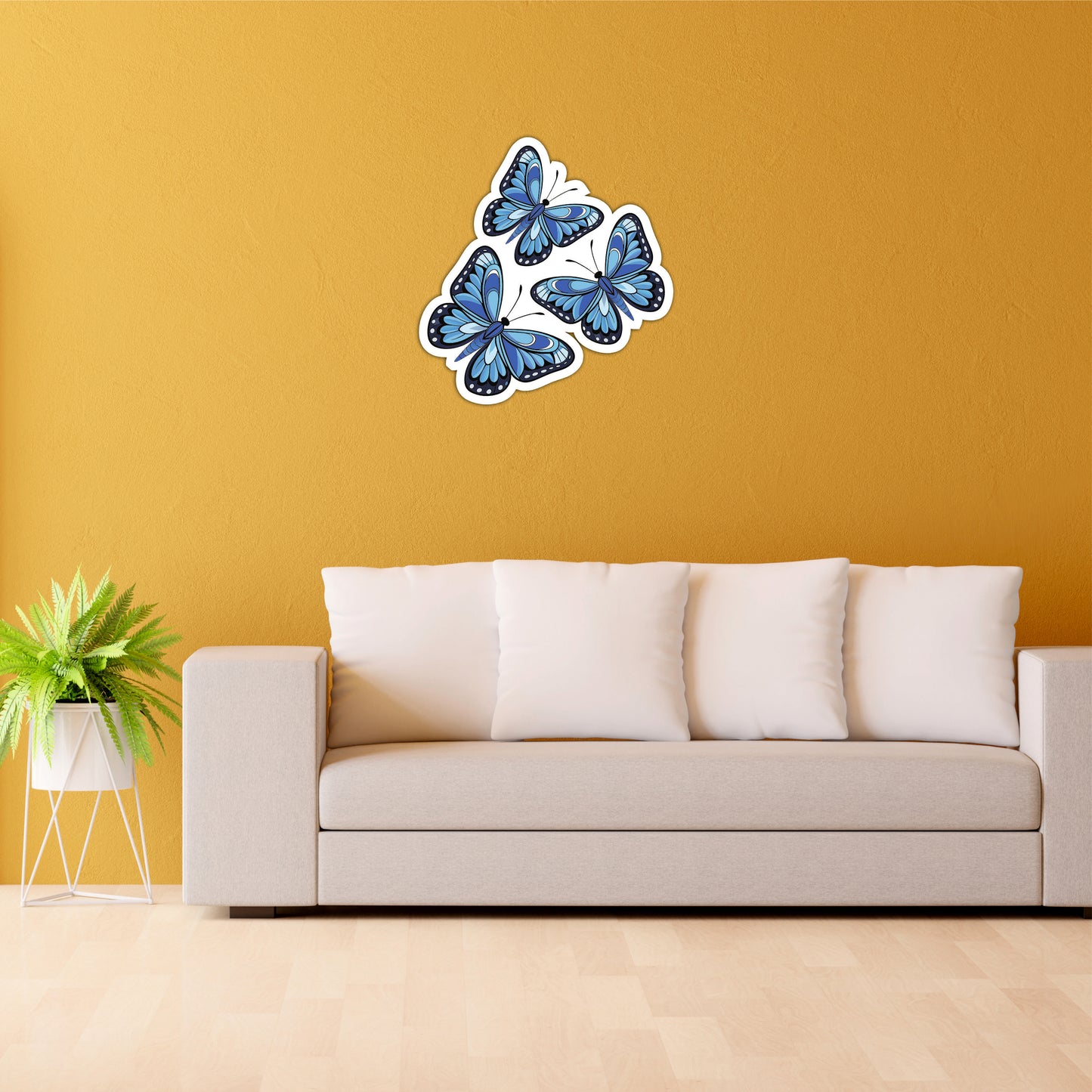 Blue Butterfly Wooden Wall Art Set