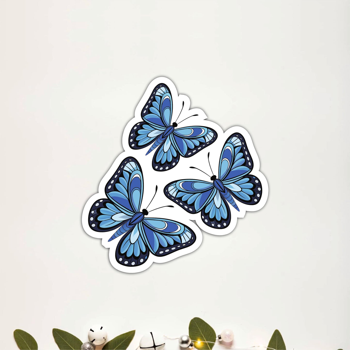 Blue Butterfly Wooden Wall Art Set