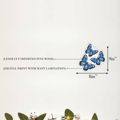Blue Butterfly Wooden Wall Art Set