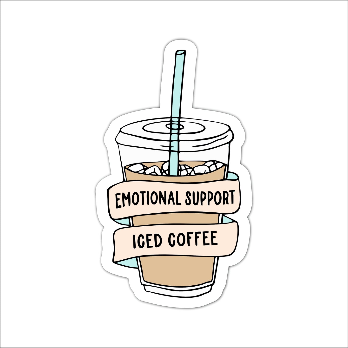 Emotional Support Iced Coffee Funny Wooden Wall Art