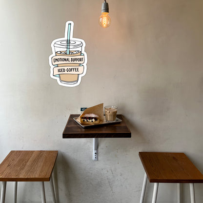 Emotional Support Iced Coffee Funny Wooden Wall Art