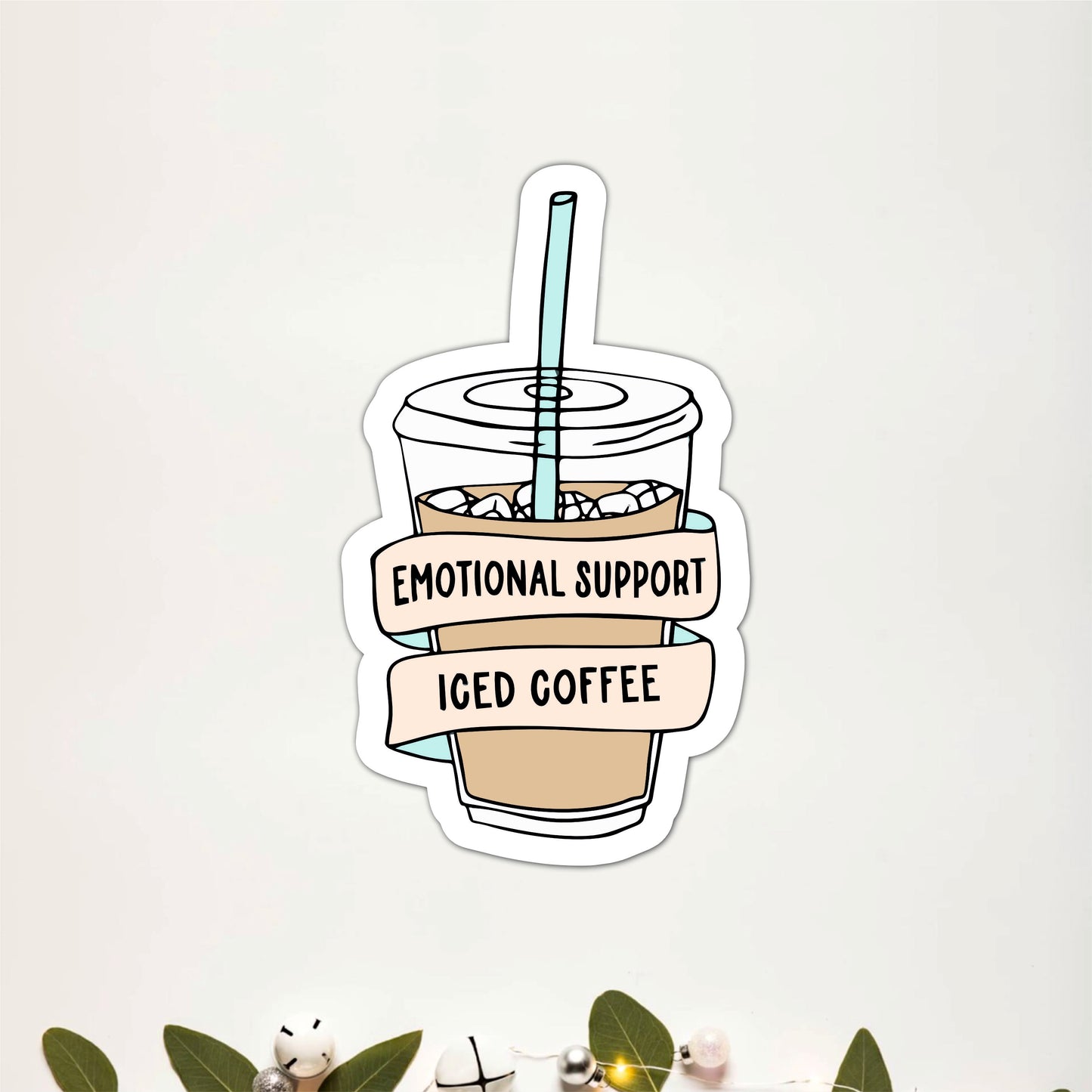 Emotional Support Iced Coffee Funny Wooden Wall Art