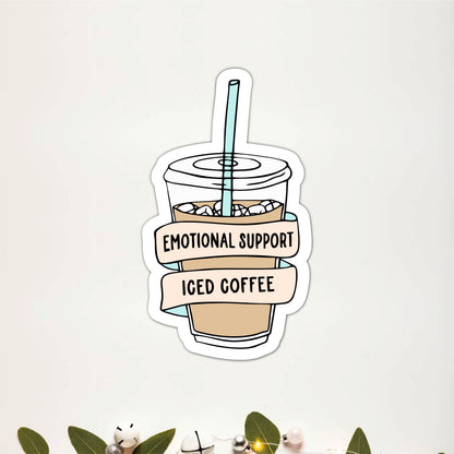 Emotional Support Iced Coffee Funny Wooden Wall Art