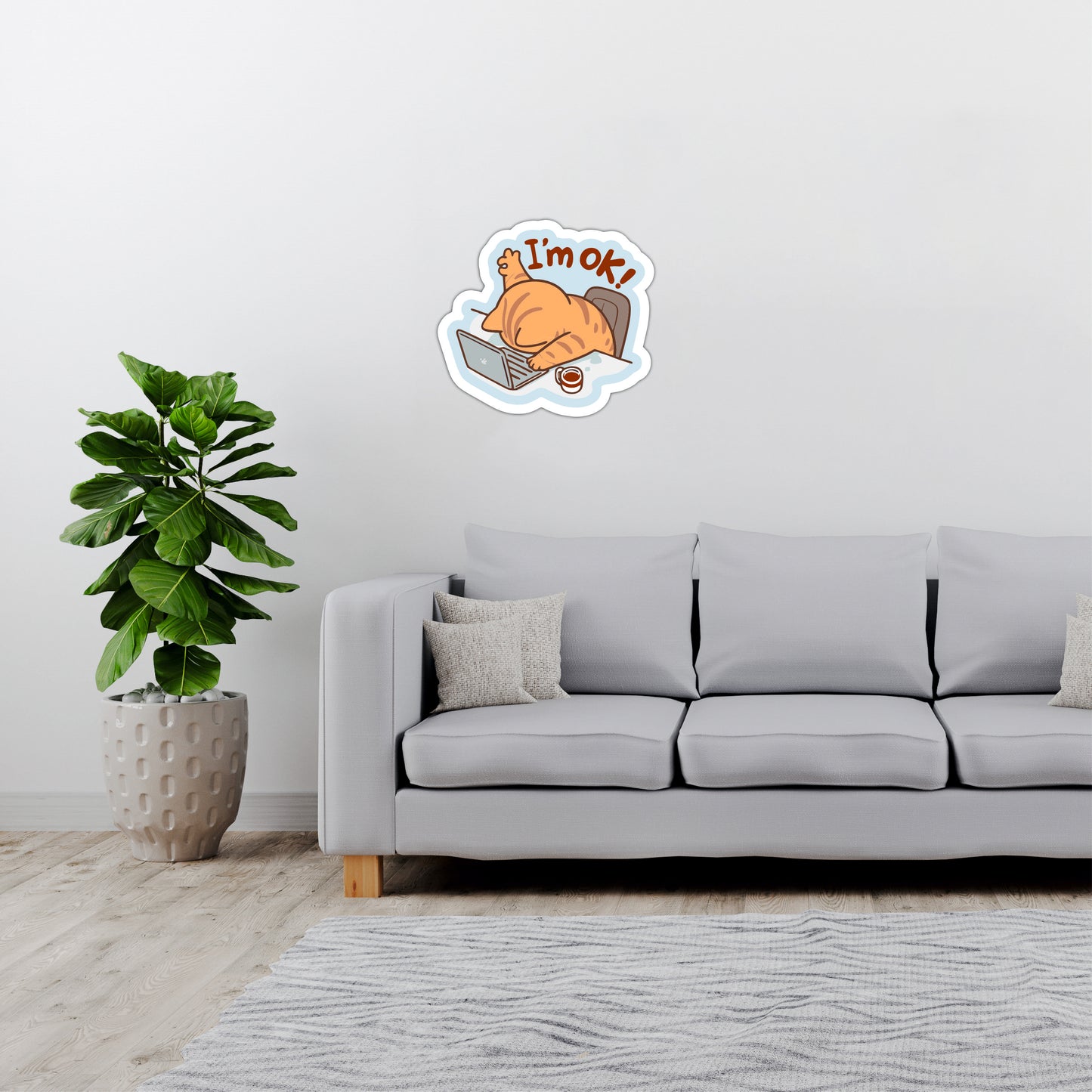 I'm OK Funny Cat Wooden Wall Art