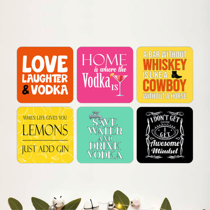 LOVE LAUGHTER & VODKA Coasters Pack Of 6