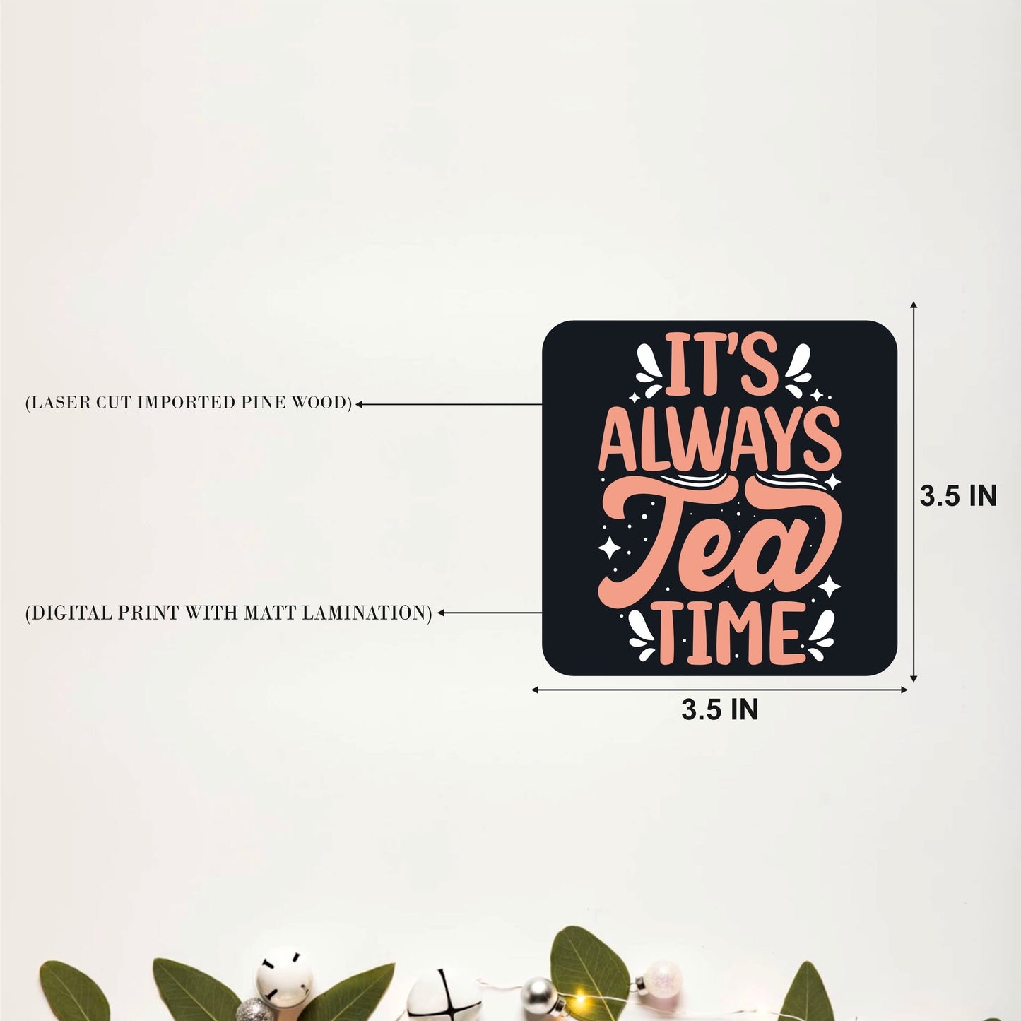 Tea Lovers Quote Wooden Coasters Set of 6
