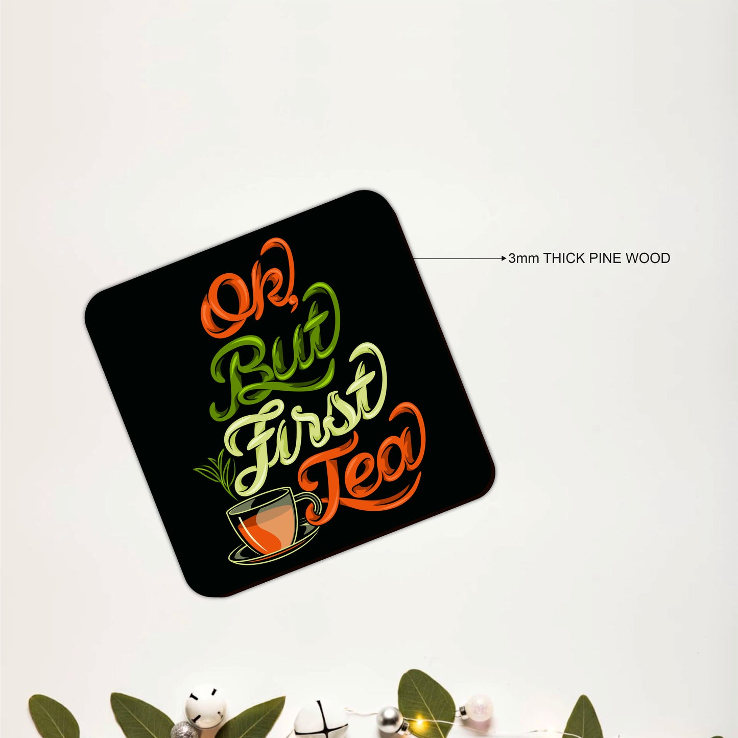 Tea Lovers Quote Wooden Coasters Set of 6