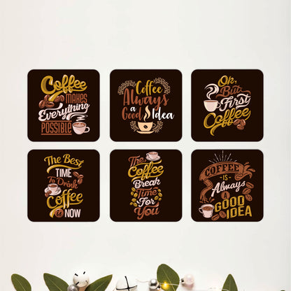 Inspirational Coffee Quote Wooden Coasters Set of 6