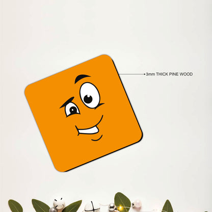 Funny Emoji Face Wooden Coasters Set of 6