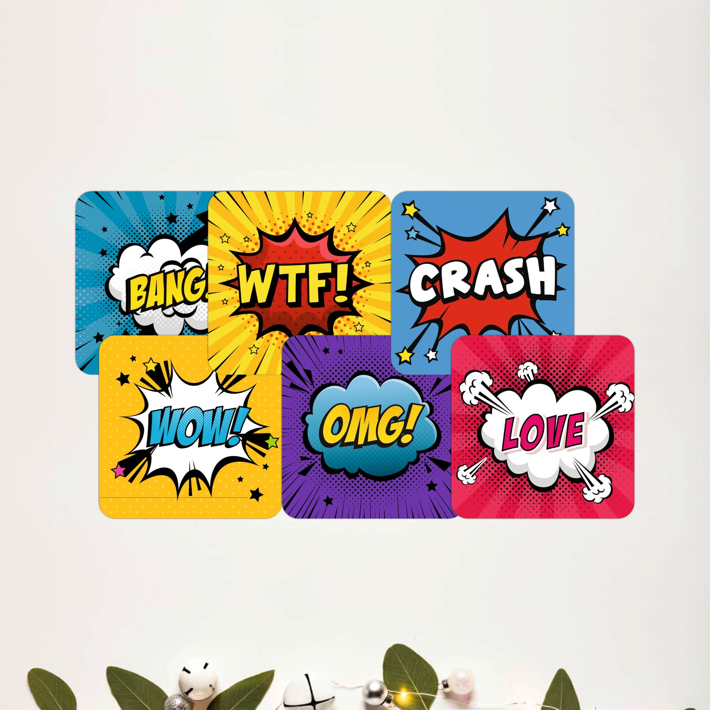 Vintage Pop Art Wooden Coasters Set of 6