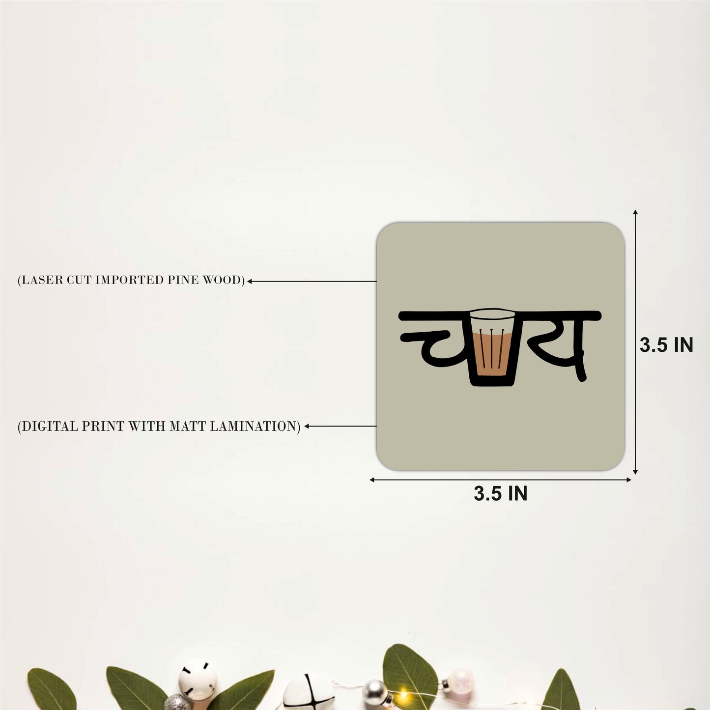 Hindi Chai Quote Wooden Coasters Set of 6