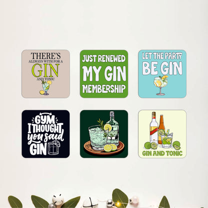 Alcohol Quote Wooden Coasters Set of 6