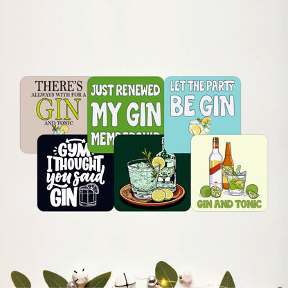Alcohol Quote Wooden Coasters Set of 6