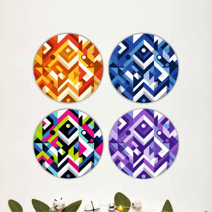 Chevron Pattern Wooden Coasters Set of 4