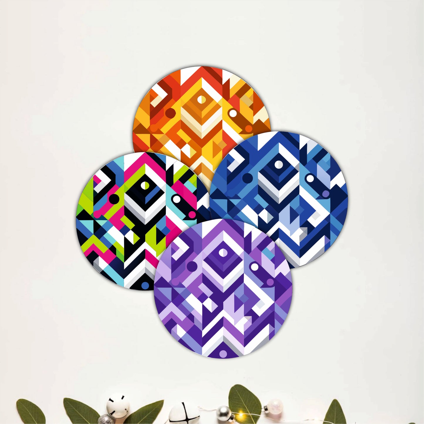 Chevron Pattern Wooden Coasters Set of 4