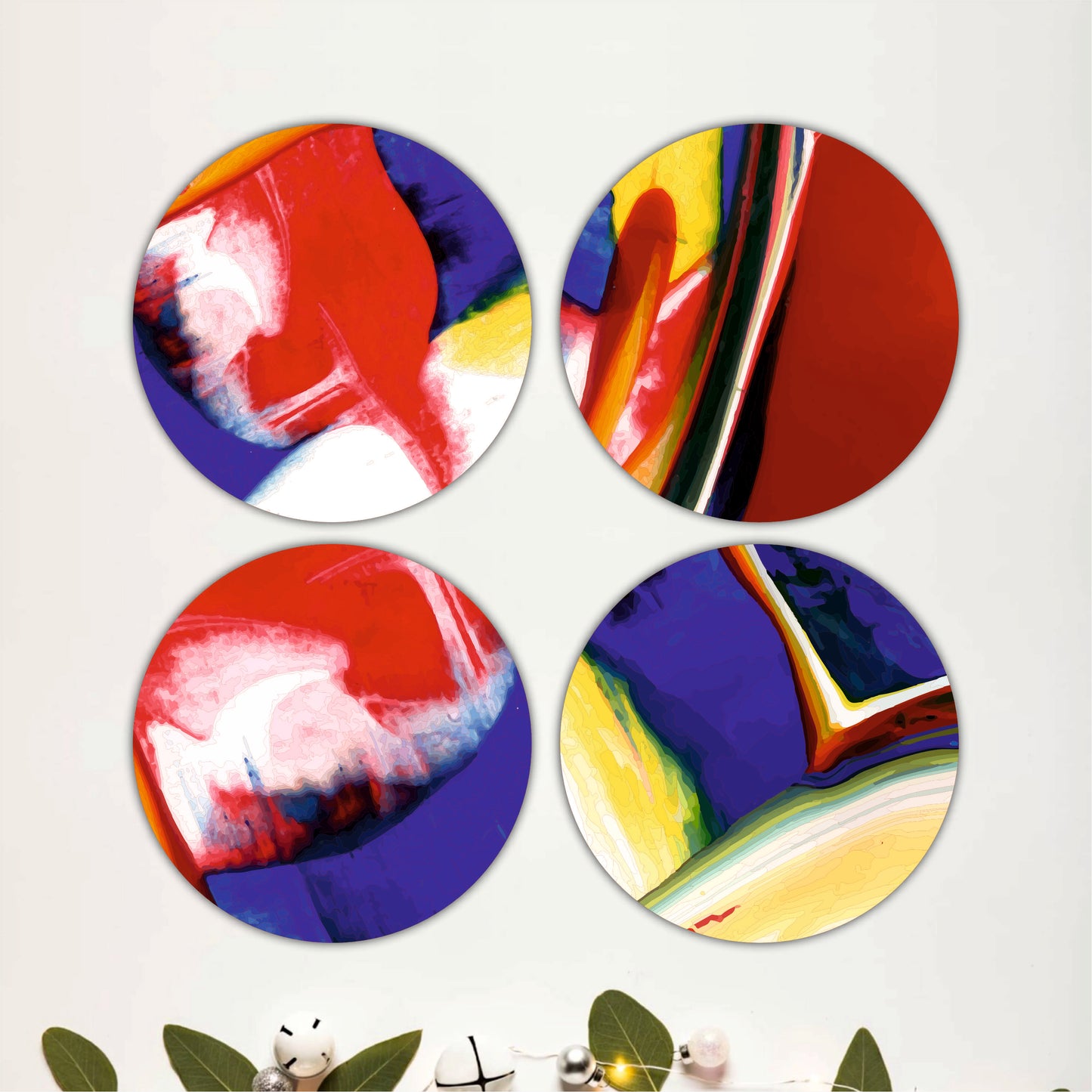 Woven Pattern Wooden Coasters Set of 4