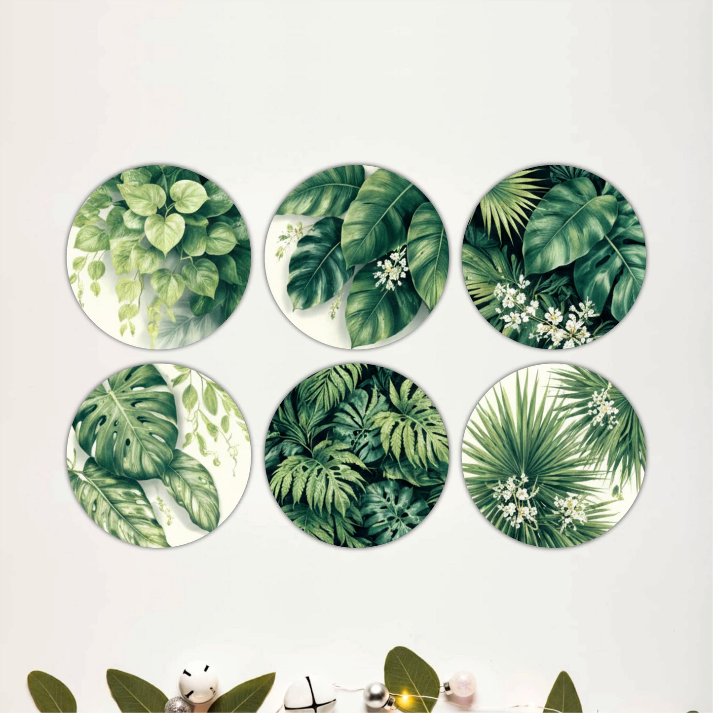 Tropical Foliage Wooden Coasters Set of 6