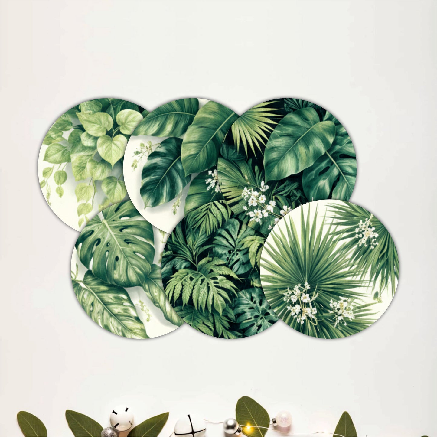 Tropical Foliage Wooden Coasters Set of 6