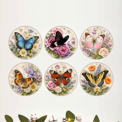 Butterfly Bloom Wooden Coasters Set of 6