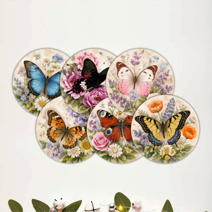 Butterfly Bloom Wooden Coasters Set of 6