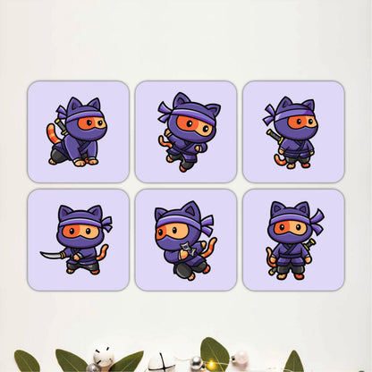 Cute Character Wooden Coasters Set of 6