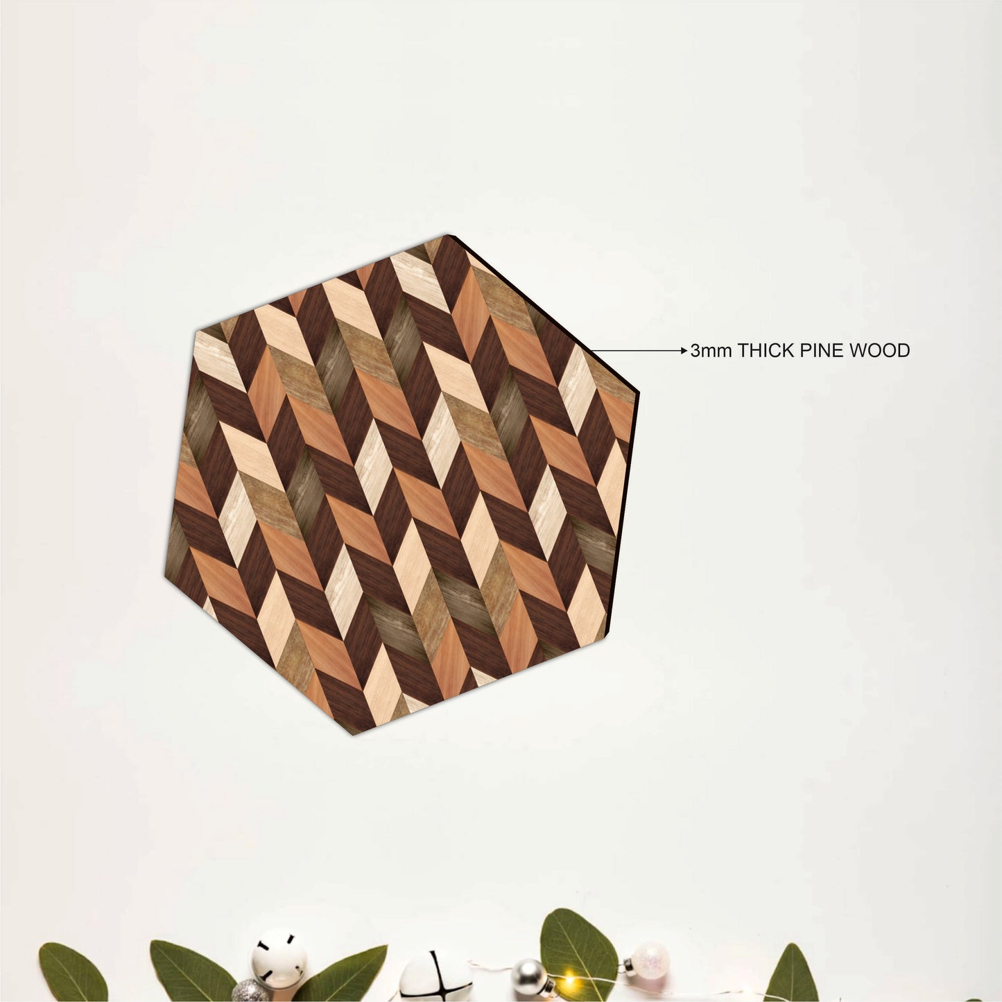Hexagon Pattern Wooden Coasters Set of 6