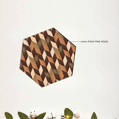 Hexagon Pattern Wooden Coasters Set of 6