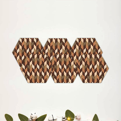 Hexagon Pattern Wooden Coasters Set of 6