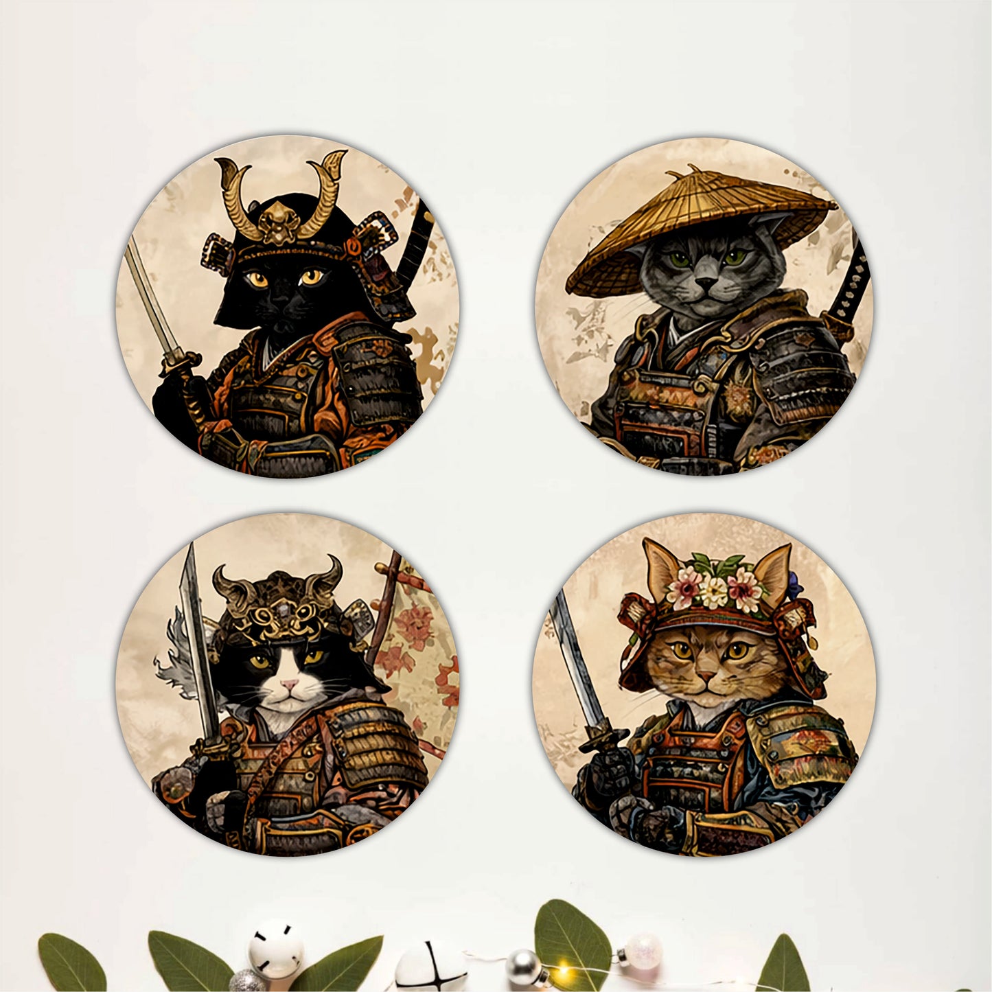 Legendary Samurai Animal Wooden Coasters Set of 4