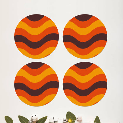 Retro Groove Round Coaster Set of 4 - DPCR-121