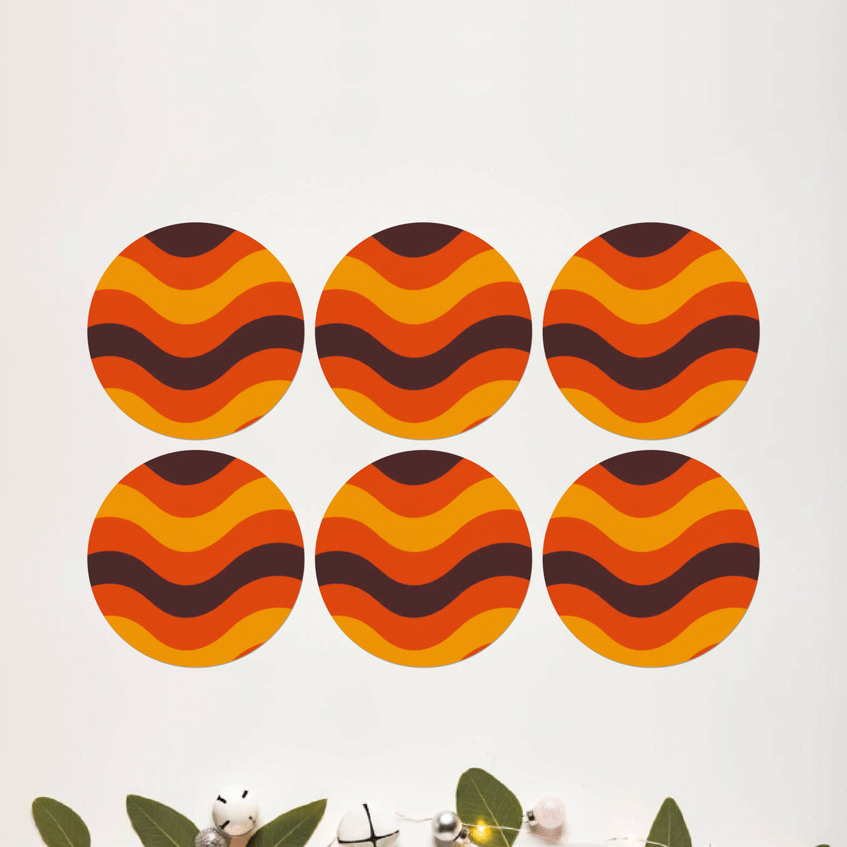 Retro Groove Round Coaster Set of 6 - DPCR-121
