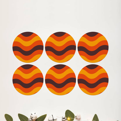 Retro Groove Round Coaster Set of 6 - DPCR-121