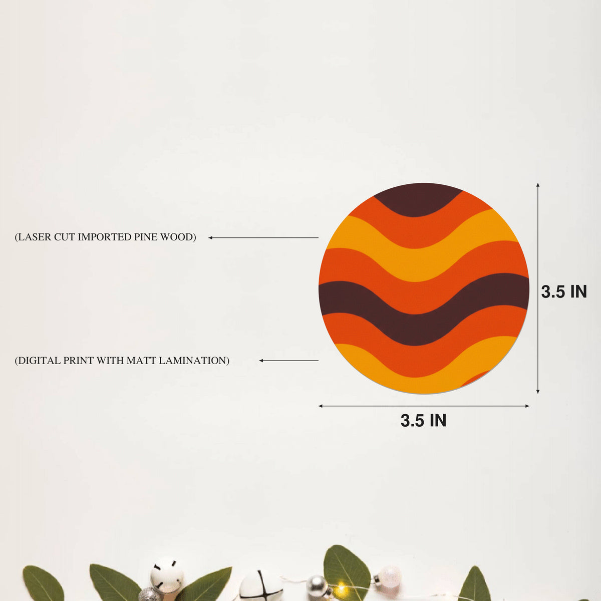 Retro Groove Round Coaster Size Information - DPCR-121