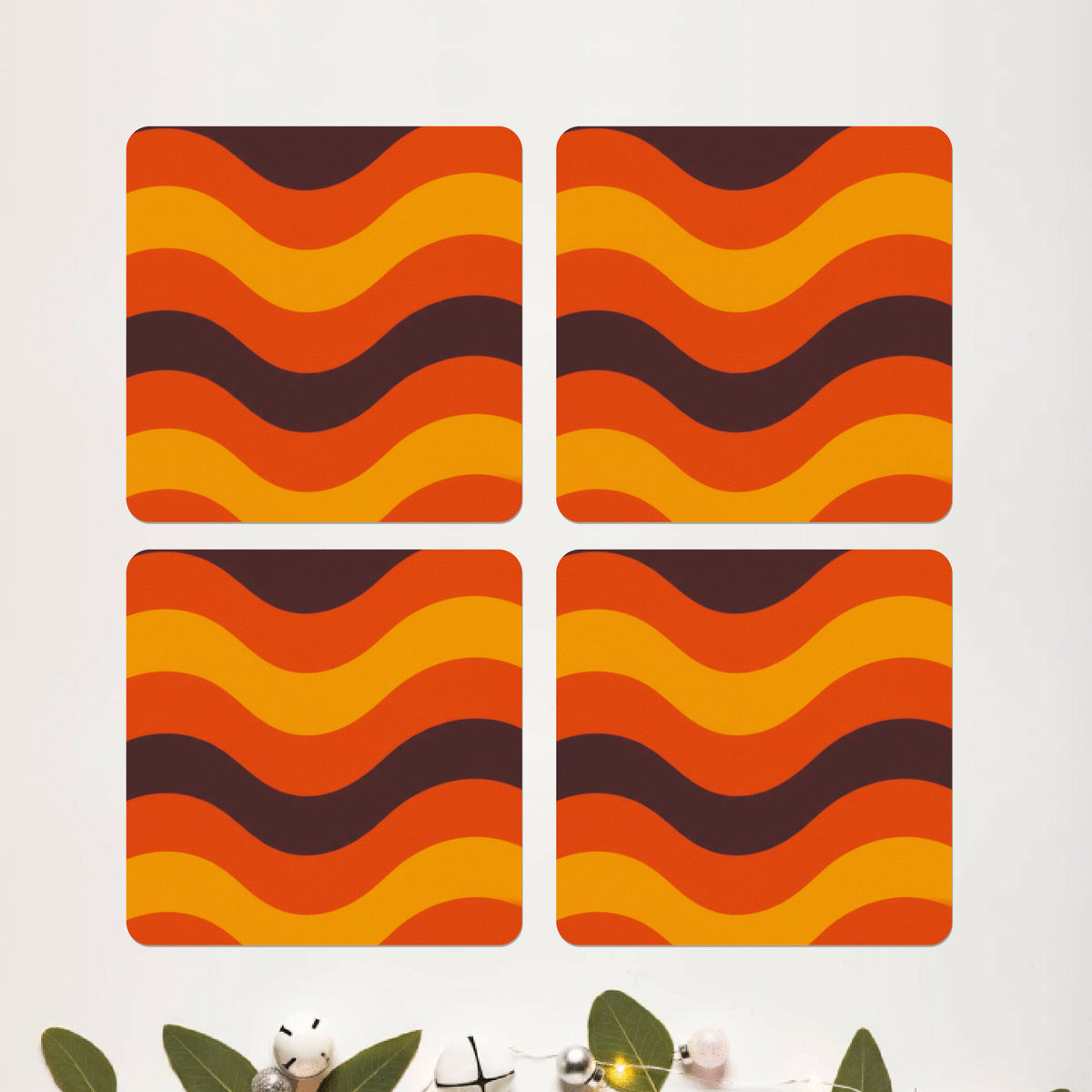 Retro Groove Square Coaster Set of 4 - DPCR-121