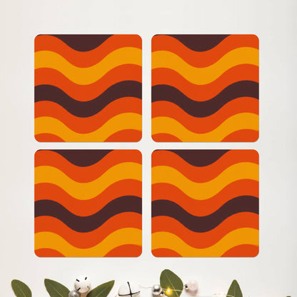 Retro Groove Square Coaster Set of 4 - DPCR-121