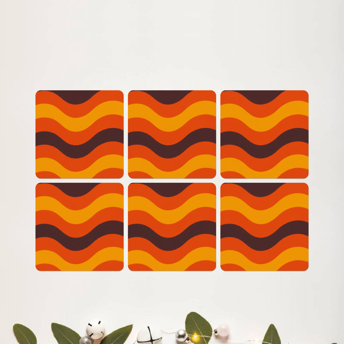 Retro Groove Square Coaster Set of 6 - DPCR-121