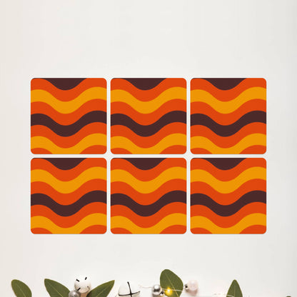 Retro Groove Square Coaster Set of 6 - DPCR-121