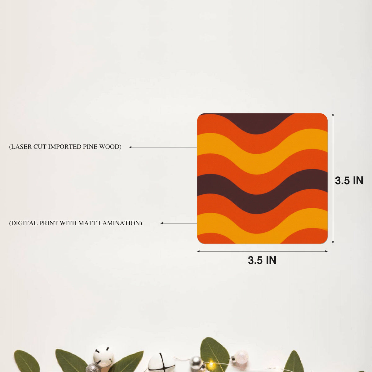 Retro Groove Square Coaster Size Information - DPCR-121