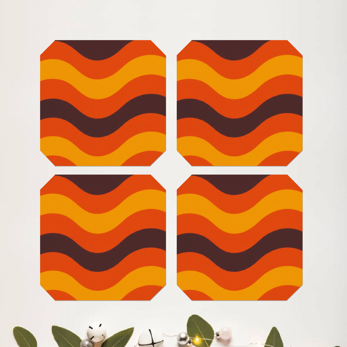 Retro Groove Octagon Coaster Set of 4 - DPCR-121