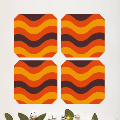 Retro Groove Octagon Coaster Set of 4 - DPCR-121