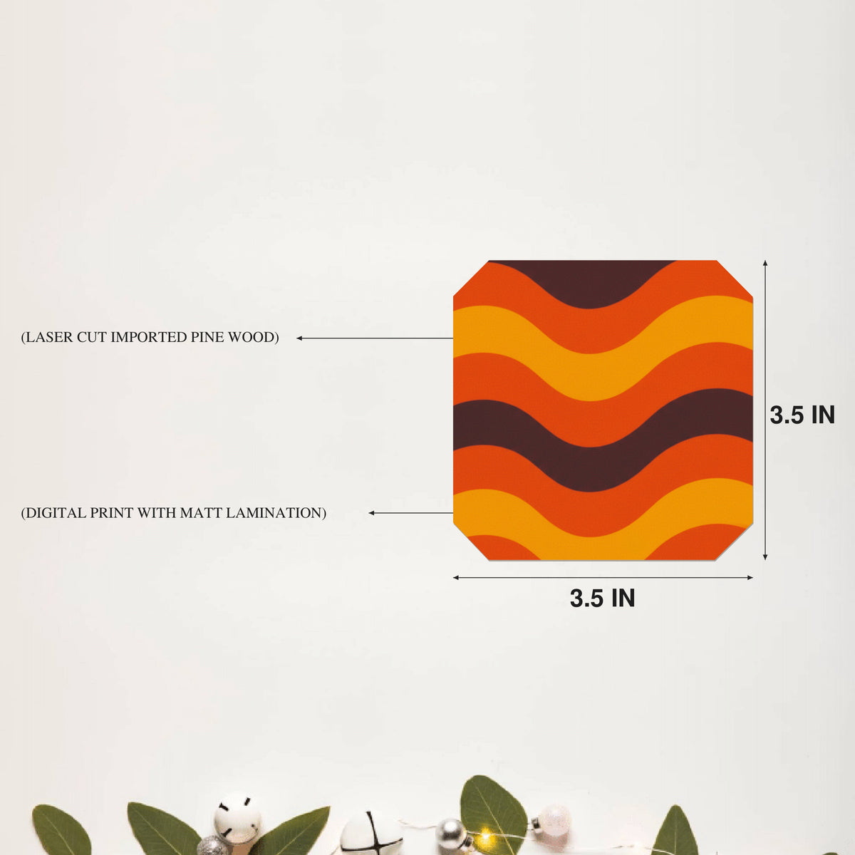 Retro Groove Octagon Coaster Size Information - DPCR-121