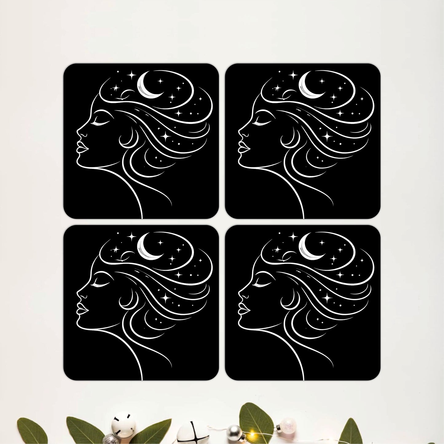 Abstract Woman Art Wooden Coasters Set of 4