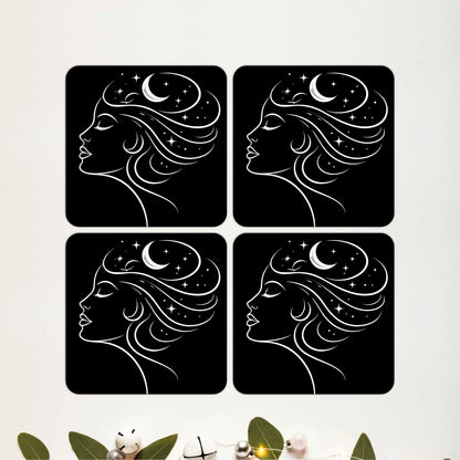 Abstract Woman Art Wooden Coasters Set of 4