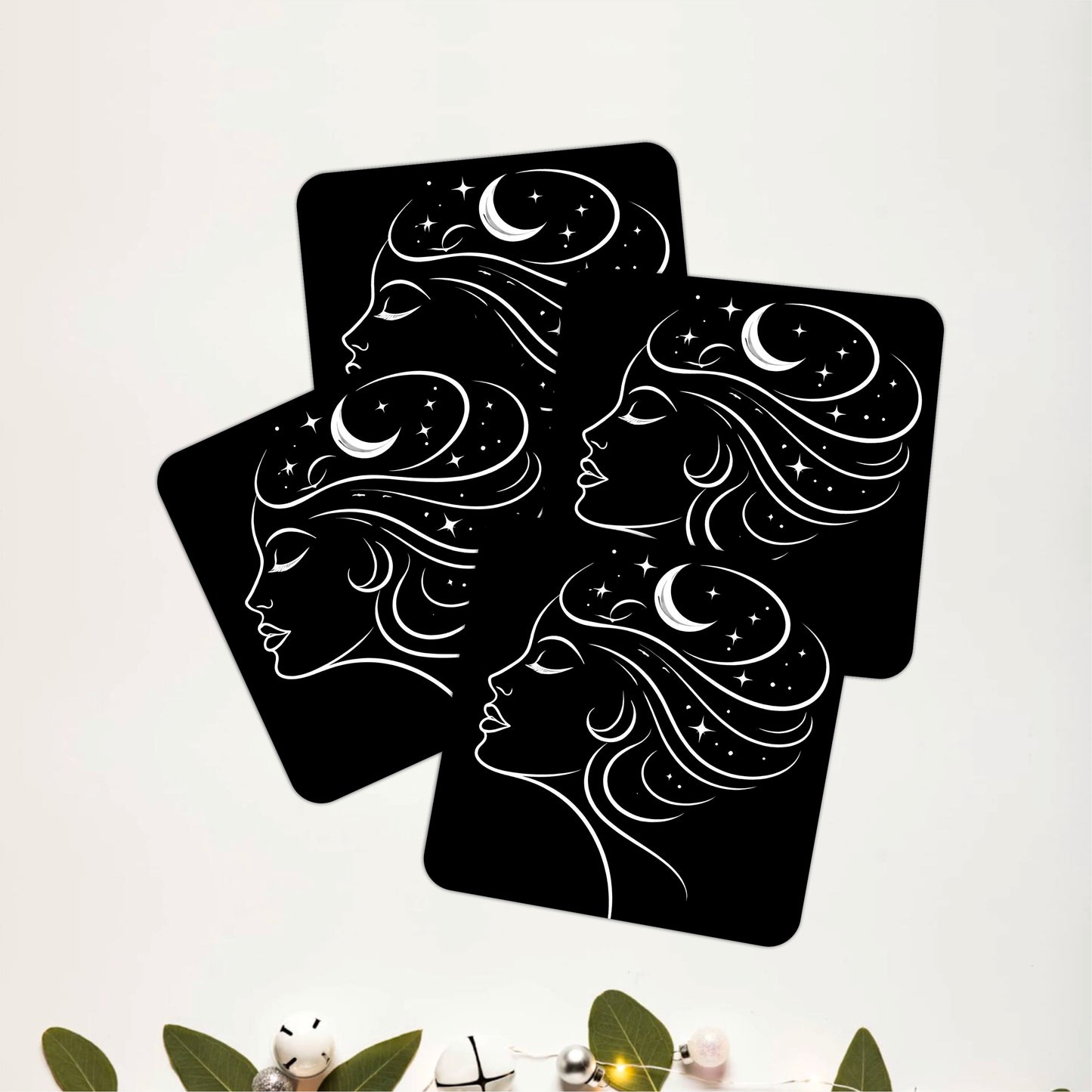 Abstract Woman Art Wooden Coasters Set of 4