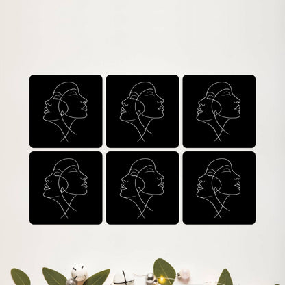 Midnight Muse Square Coaster Set of 6 - DPCR-124