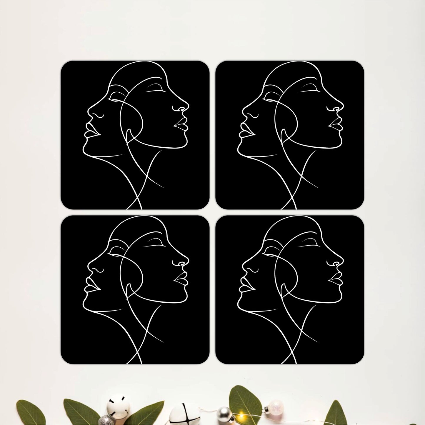 Black & Beige Abstract Coasters Pack of 4