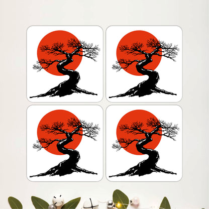 Red Sun Bonsai Coasters Pack of 4